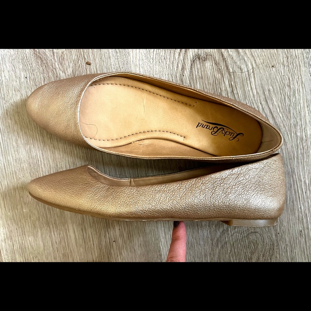 Lucky Brand Gold Aimee Flats Metallic Leather Size 5.5/6